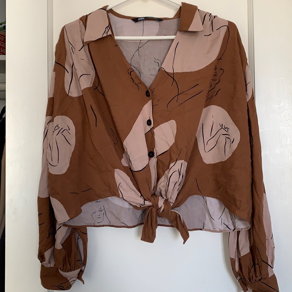 Zara collared shirt with print